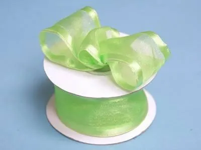 10 Yards 1.5" DIY Apple Green Organza Ribbon With Wired Edged For Craft Dress Wedding