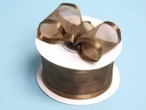 10 Yards 1.5" DIY Chocolate Organza Ribbon With Wired Edged For Craft Dress Wedding