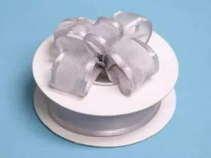 10 Yards 7/8" DIY Silver Wired Organza Ribbon For Craft Dress Wedding