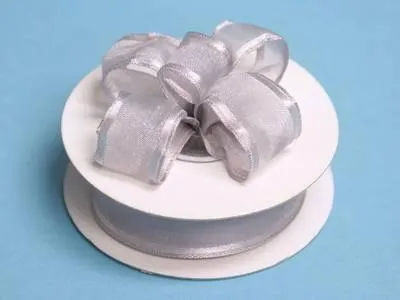 10 Yards 7/8" DIY Silver Wired Organza Ribbon For Craft Dress Wedding