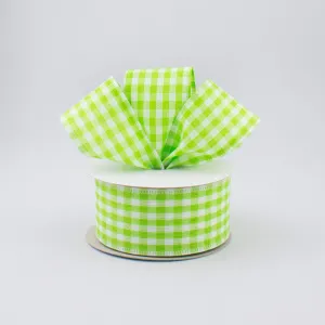 1.5"x10yd Gingham Check, Fresh Green/White  J31