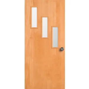 3 Vertical Light - Exterior Modern Mid Century Solid Unfinished Doug Fir Wood Door