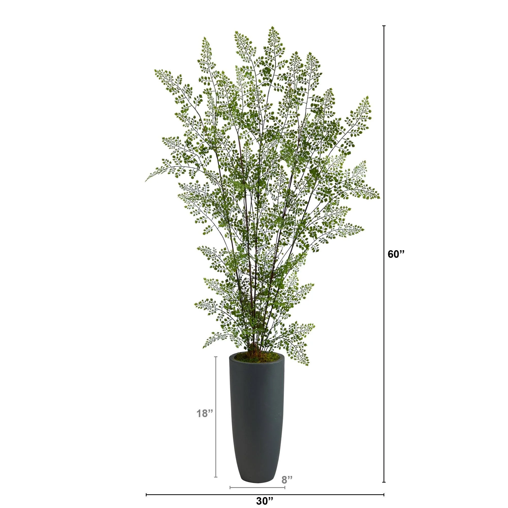 5’ Ruffle Fern Artificial Tree in Gray Planter
