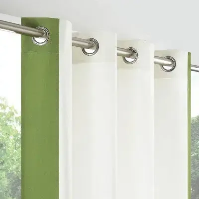 95"x52" Hampton Border Outdoor Room Darkening Curtain Panel Green - Waverly Sun N Shade