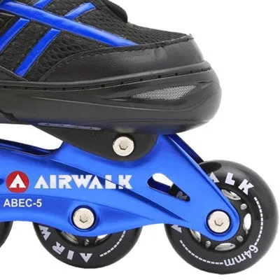 Airwalk Kids Youth Boys Girls Adjustable Inline Skates ABEC-5 Bearing, Blue, 5-8