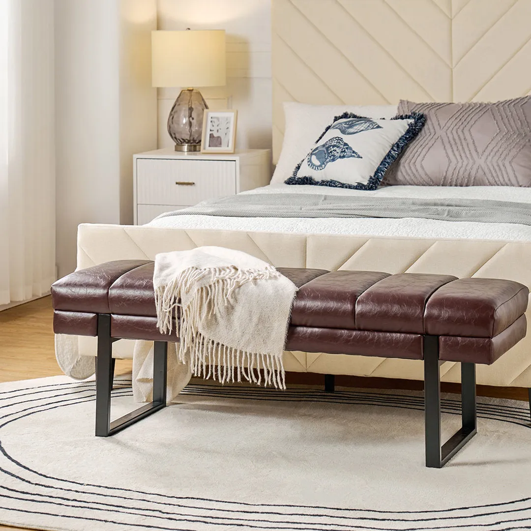 Anahli 52.5'' Wide Channel Tufted Design Vegan Leather Bench
