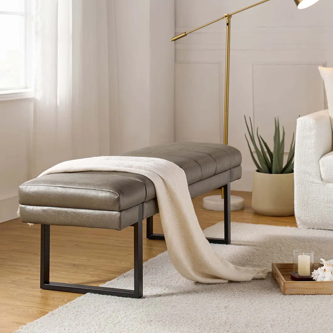 Anahli 52.5'' Wide Channel Tufted Design Vegan Leather Bench