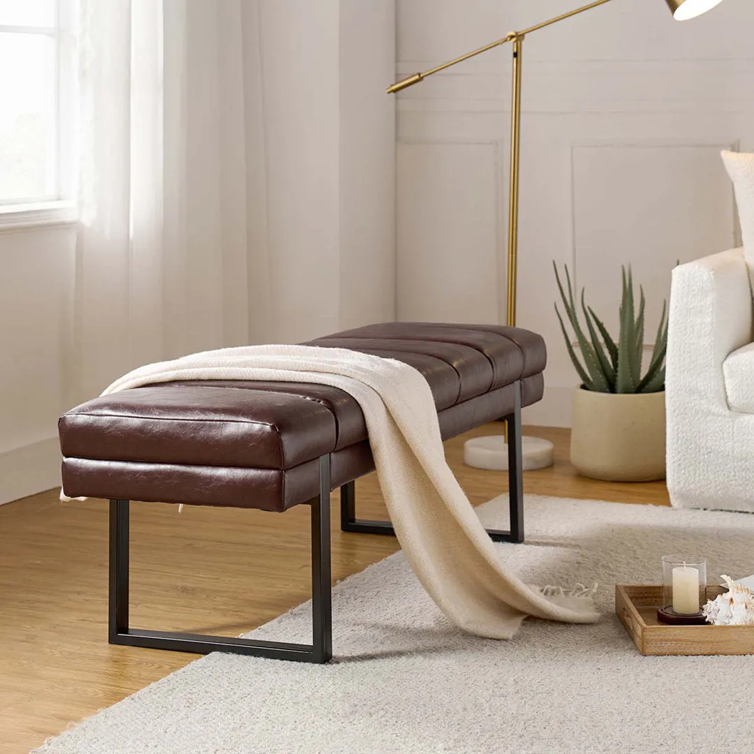 Anahli 52.5'' Wide Channel Tufted Design Vegan Leather Bench