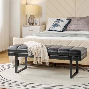 Anahli 52.5'' Wide Channel Tufted Design Vegan Leather Bench