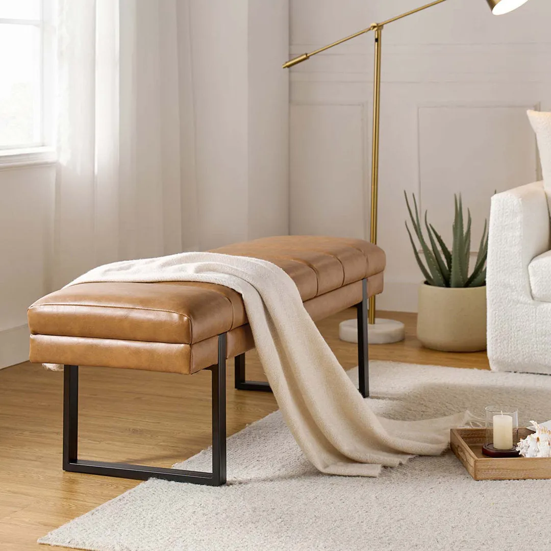 Anahli 52.5'' Wide Channel Tufted Design Vegan Leather Bench