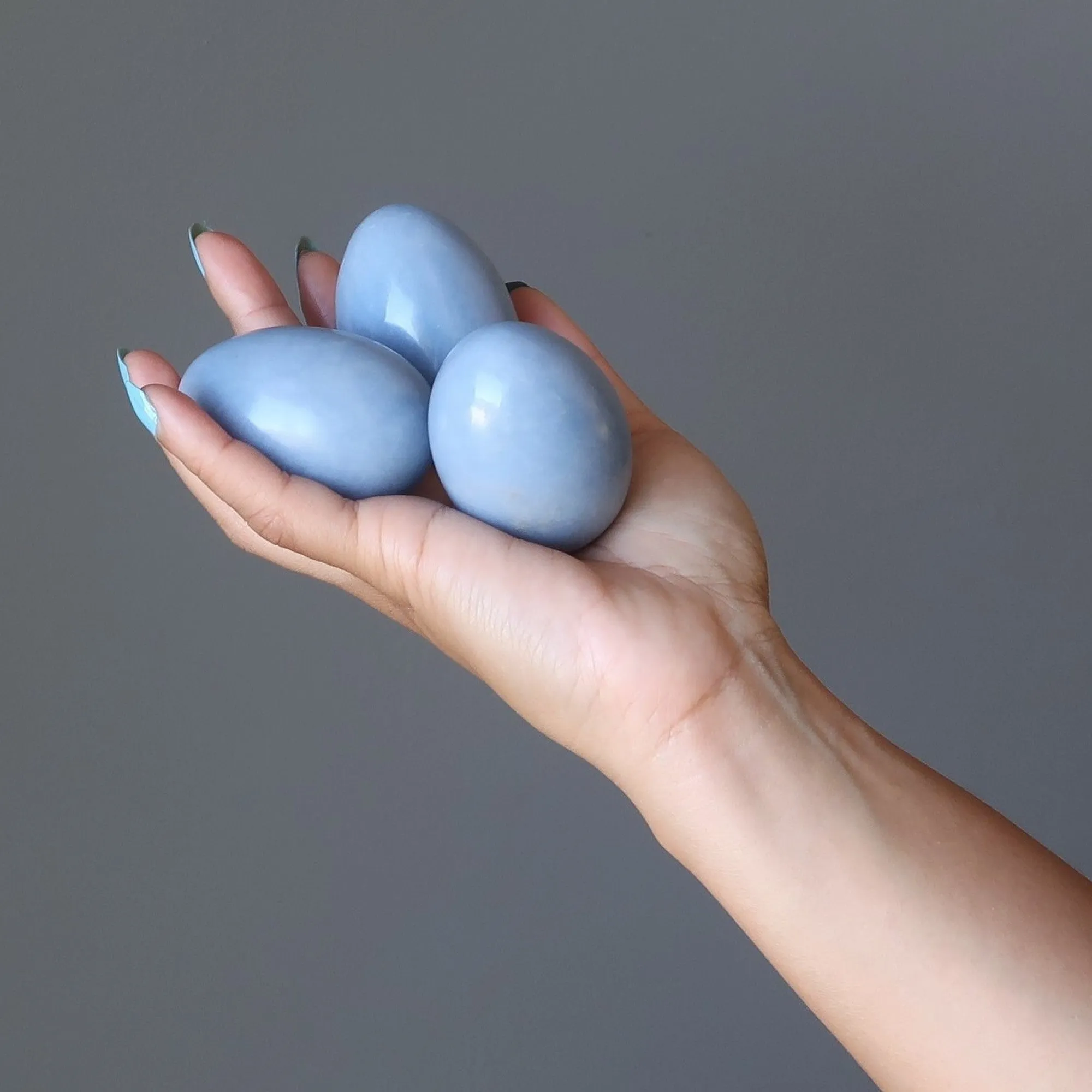 Angelite Egg Blue Celestial Guardian Gemstone