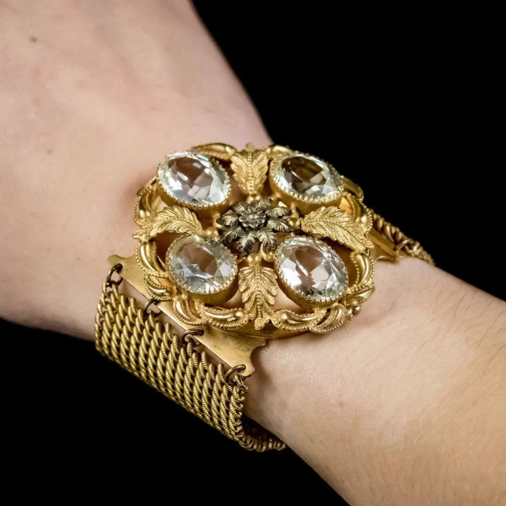 Antique Georgian Tourmaline Bracelet 18Ct On Pinchbeck Circa 1800