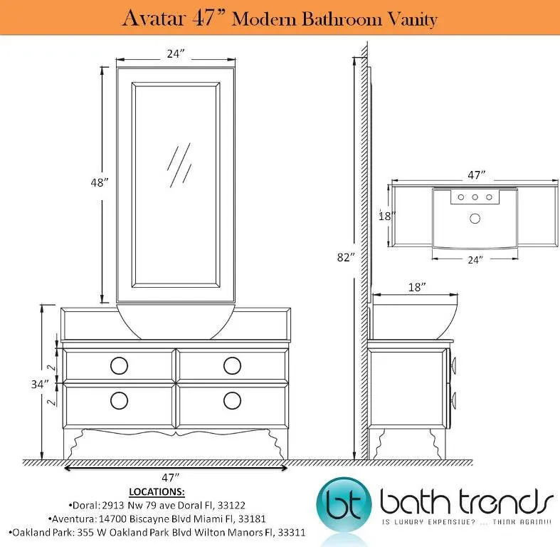 Aquamoon Avatar 47 Modern Bathroom Vanity Set - White