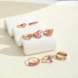 Beautiful Design Gold Plated Ring Set - Set Of 6