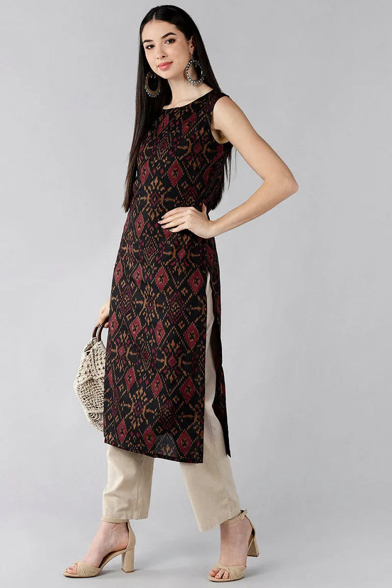 Black Ethnic Motifs Printed Kurtas