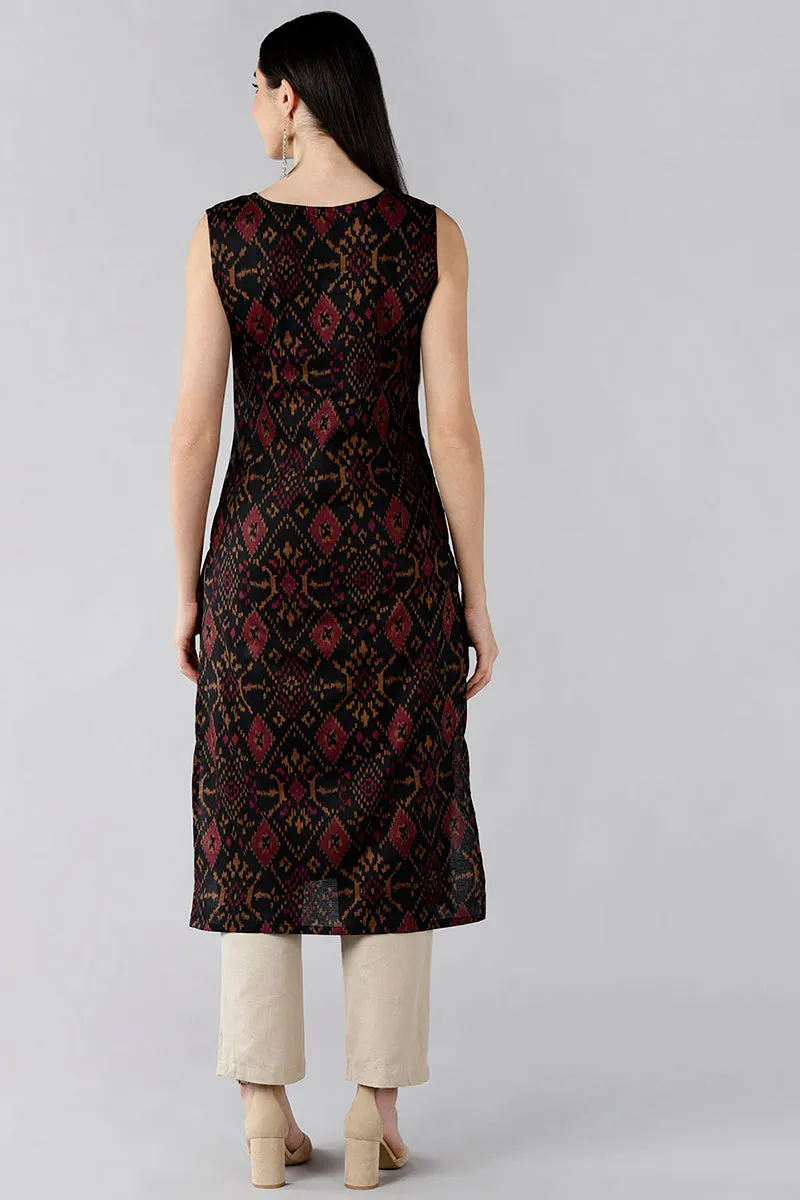 Black Ethnic Motifs Printed Kurtas