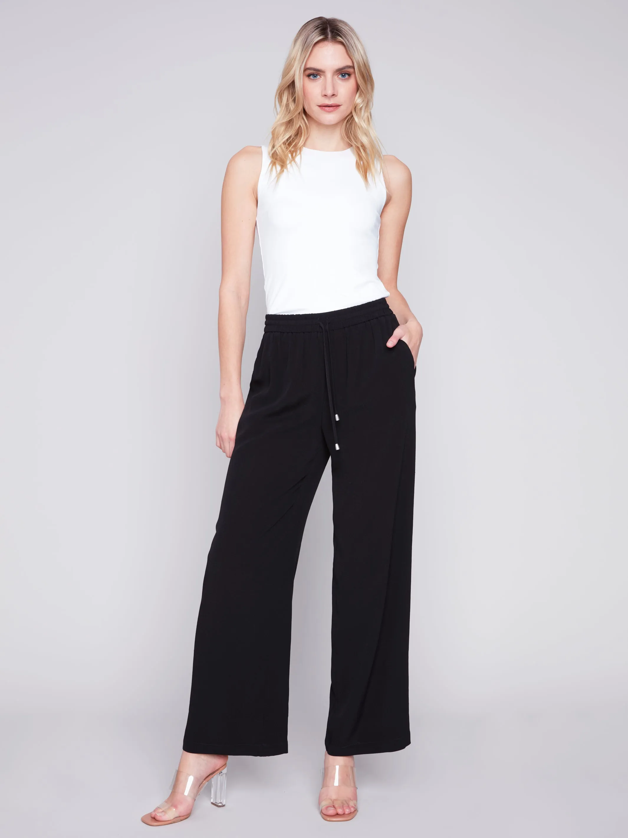 Black Satin Wide Leg Pant