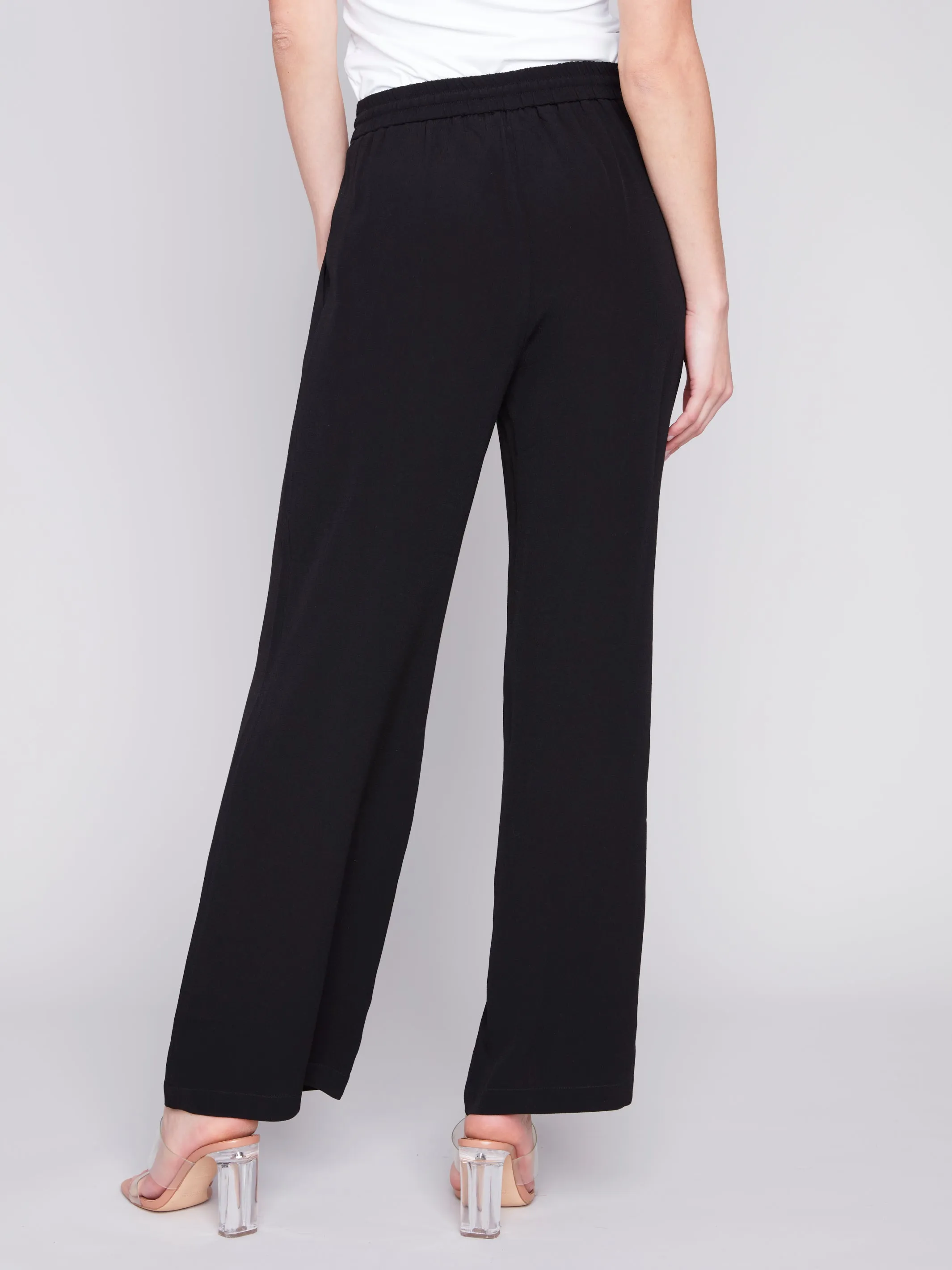 Black Satin Wide Leg Pant