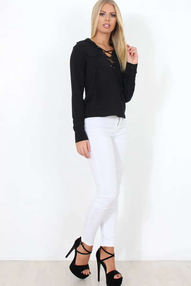 Black Tie Front Blouse - Becky