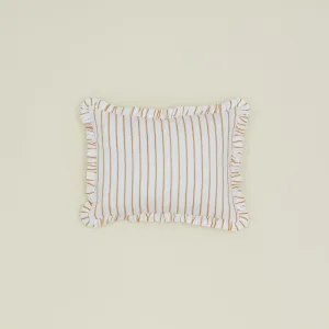Block Printed Striped Ruffled Pillow Cover - Tan Stripe