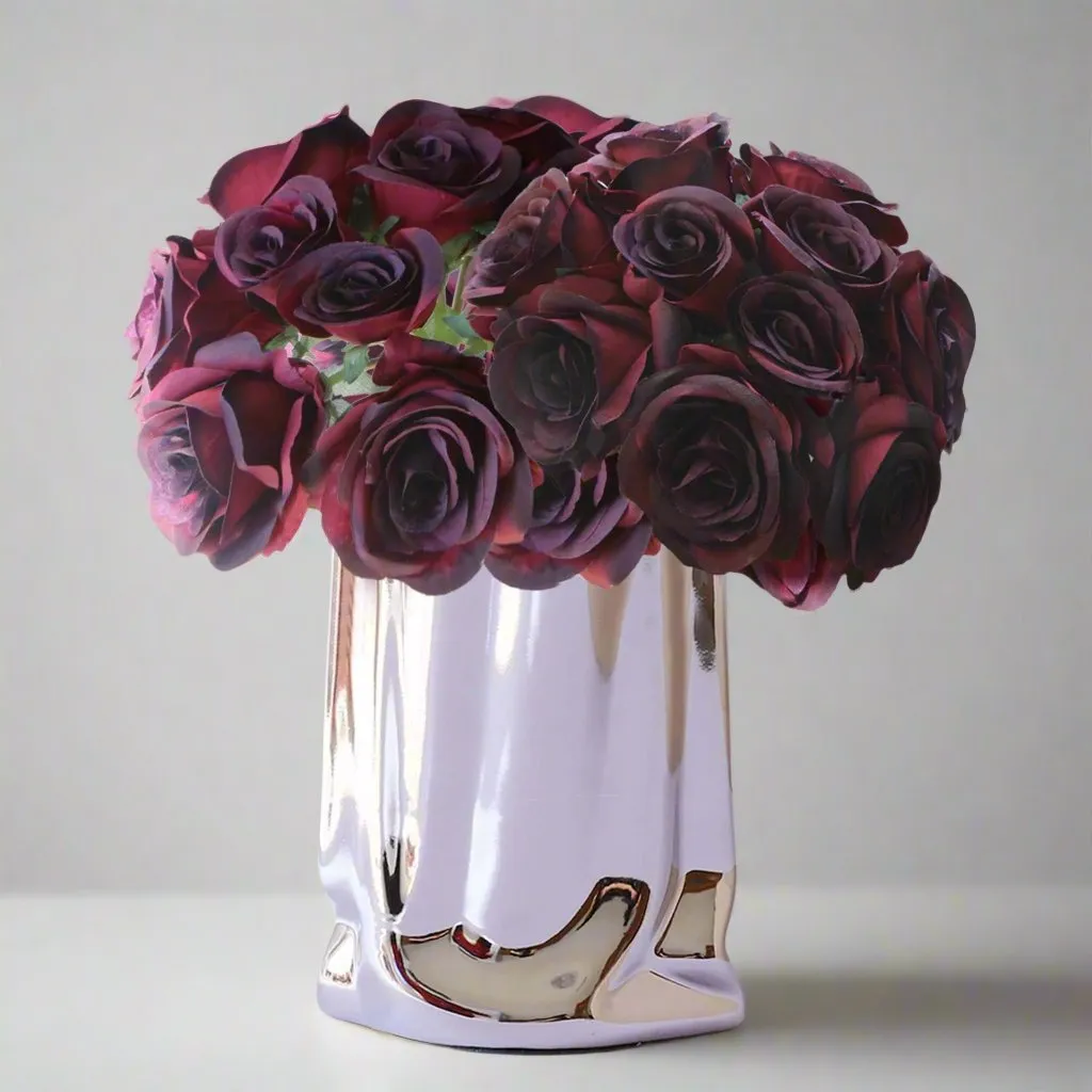 Burgundy Roses Bouquet Artificial Wedding Flowers