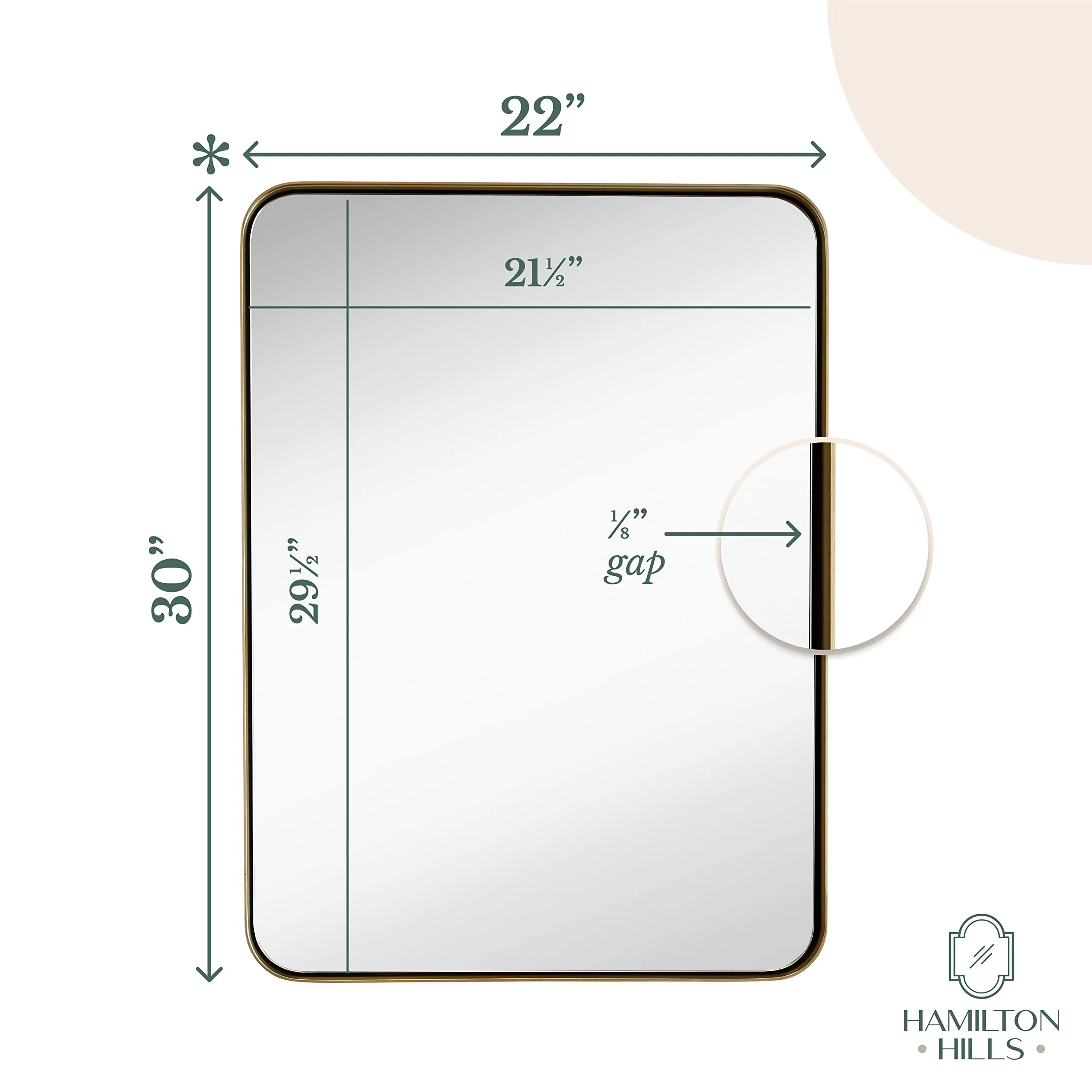 Contemporary Brushed Metal Wall Mirror | Glass Panel Framed Rounded Corner Deep Set