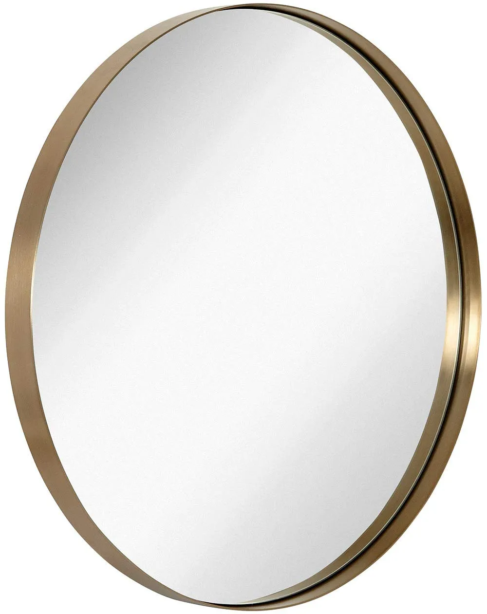 Contemporary Brushed Metal Wall Mirror | Glass Panel Framed Rounded Corner Deep Set