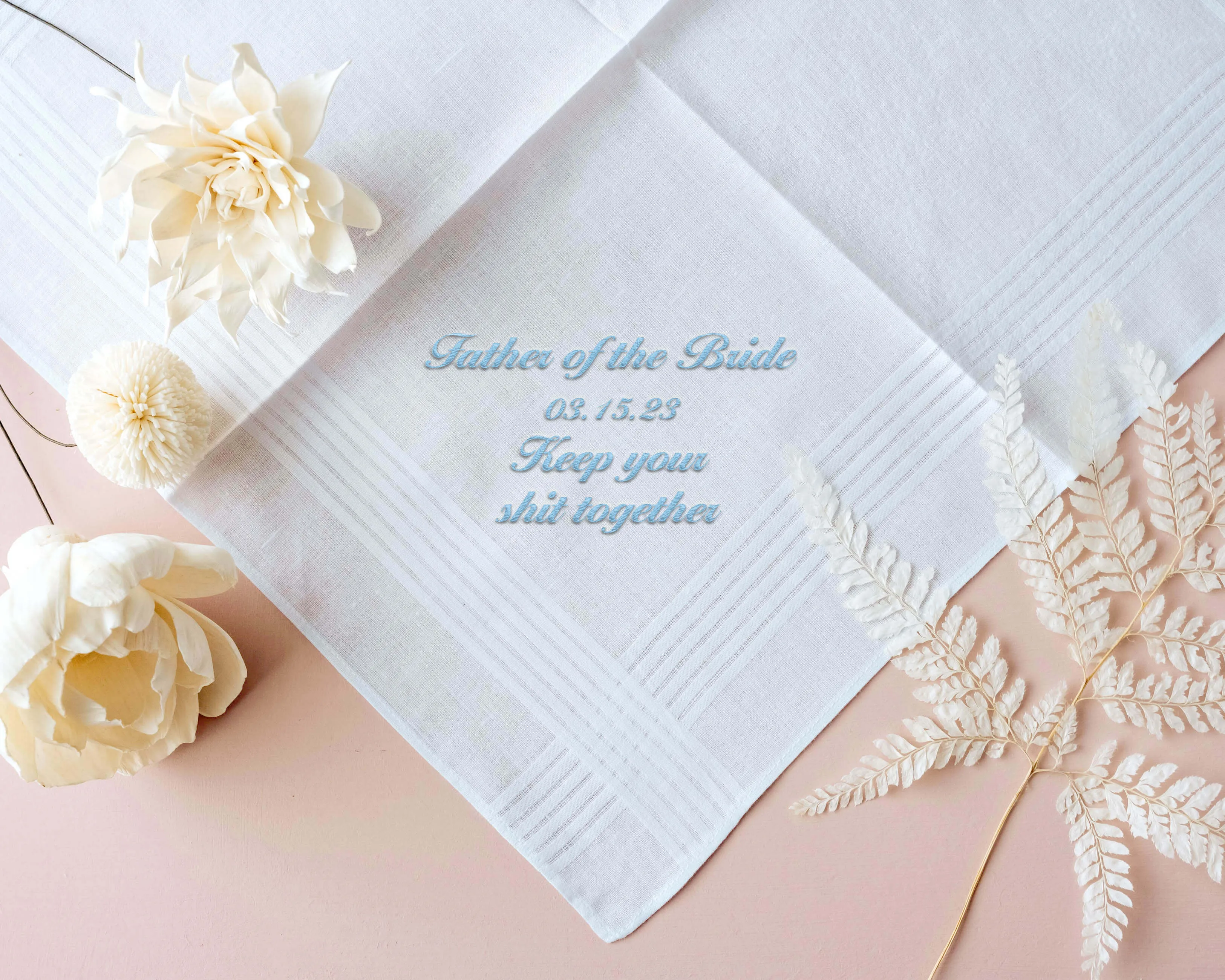 Cotton Embroidery Wedding Handkerchief