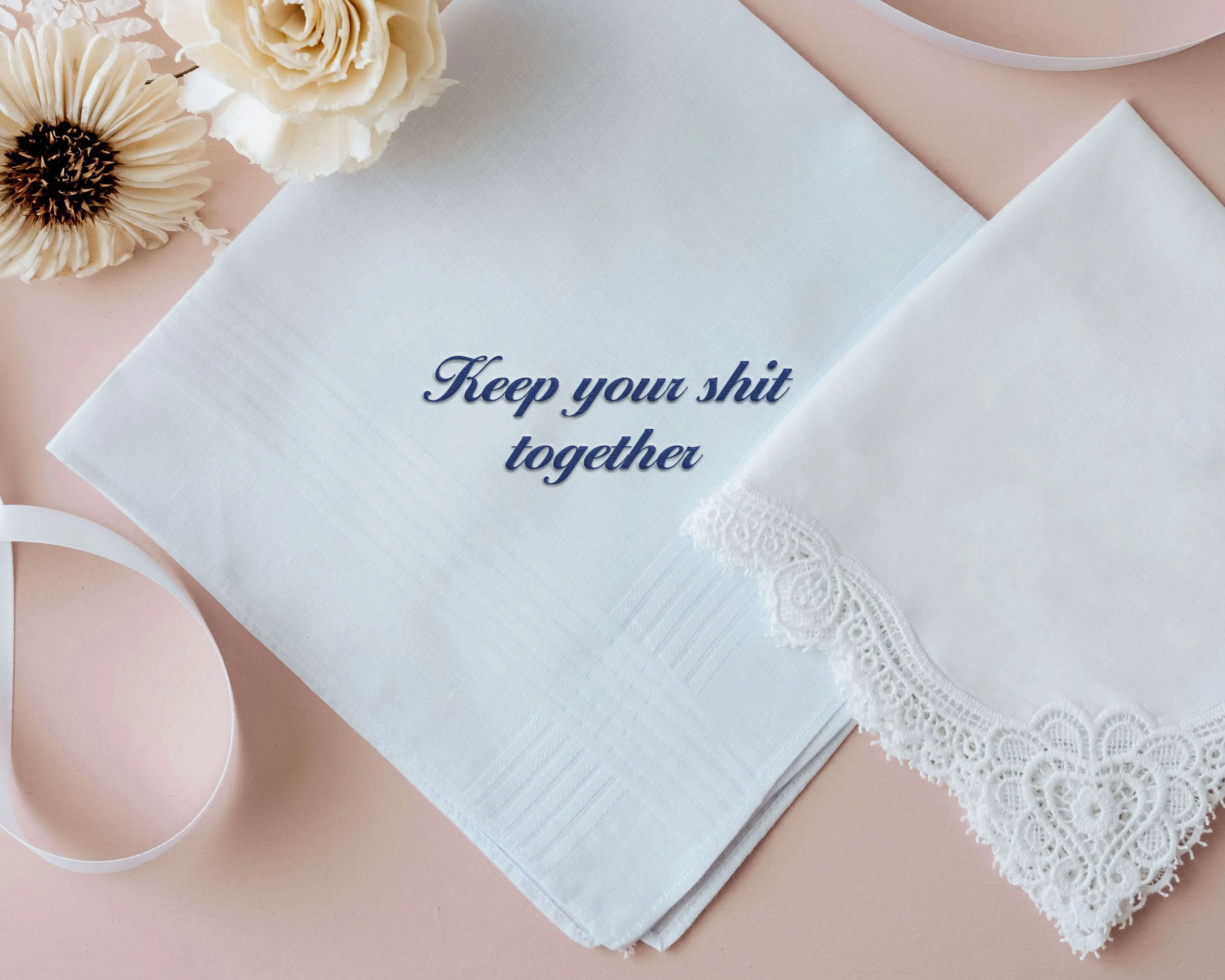 Cotton Embroidery Wedding Handkerchief