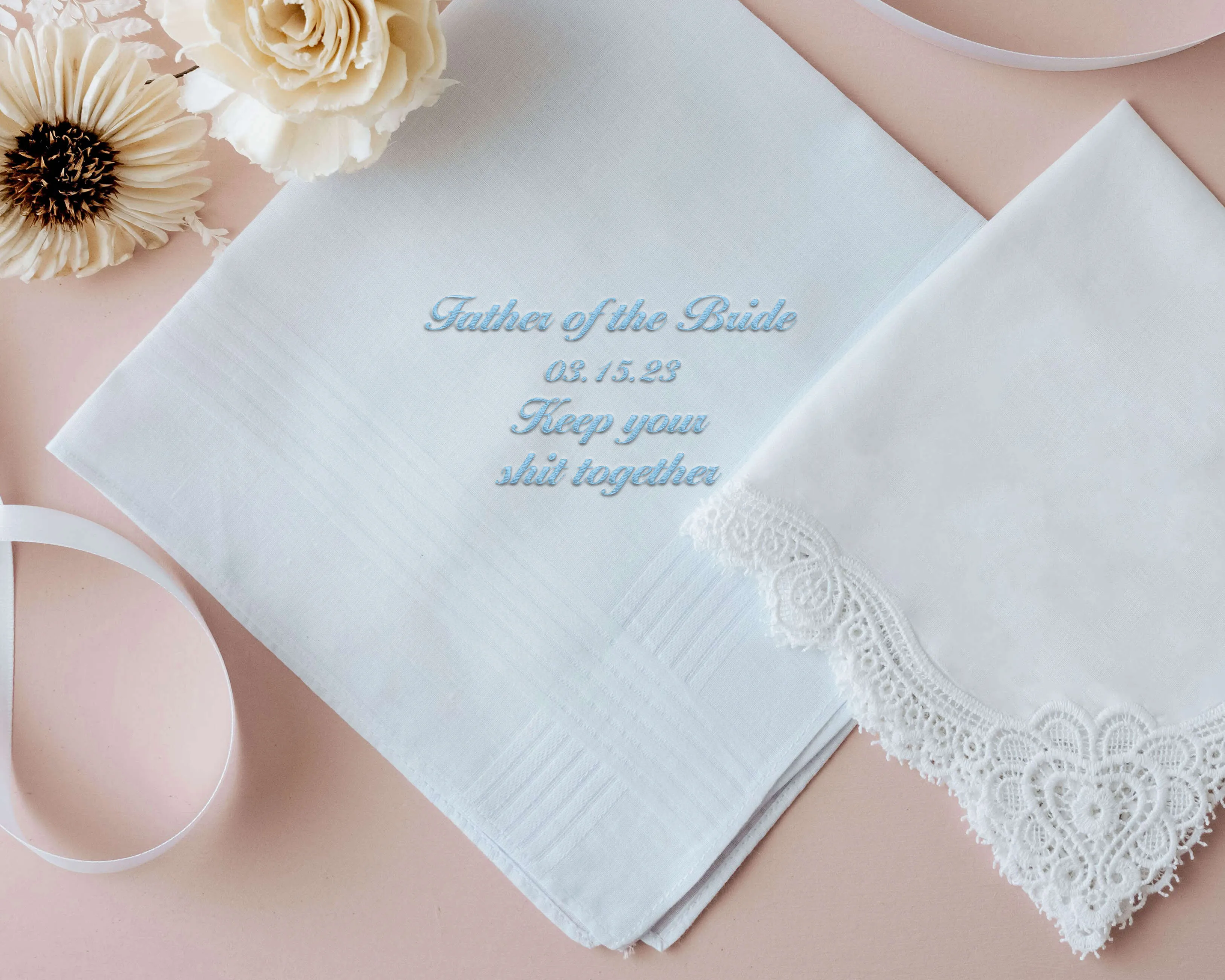 Cotton Embroidery Wedding Handkerchief