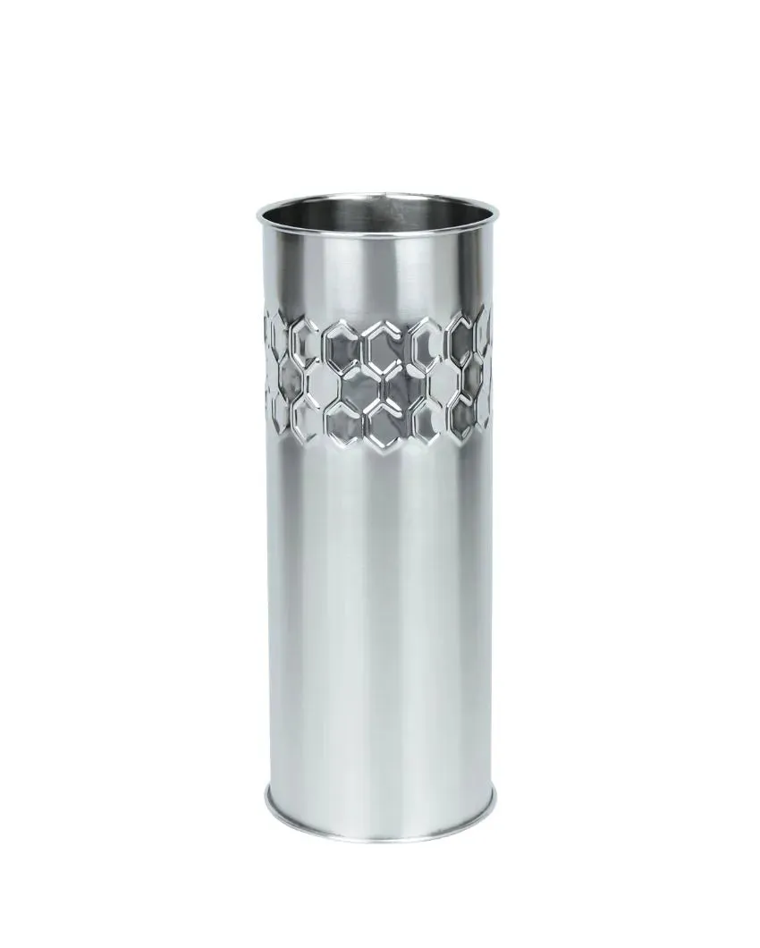 Crystal Cut Silver Stainless Steel Flower Vase