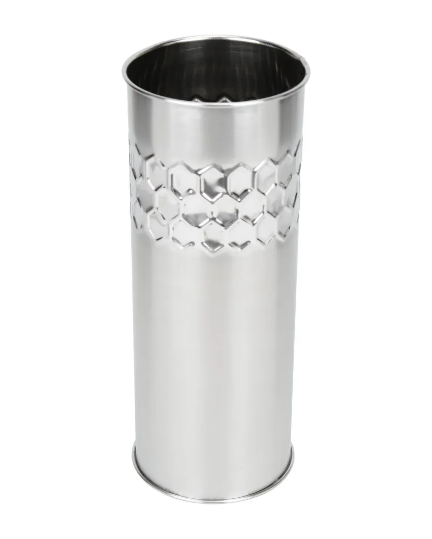 Crystal Cut Silver Stainless Steel Flower Vase