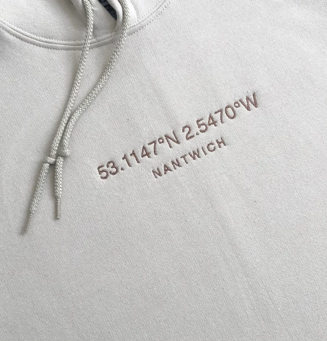 Custom Longitude and Latitude Location Sweatshirt or Hoodie with Embroidery