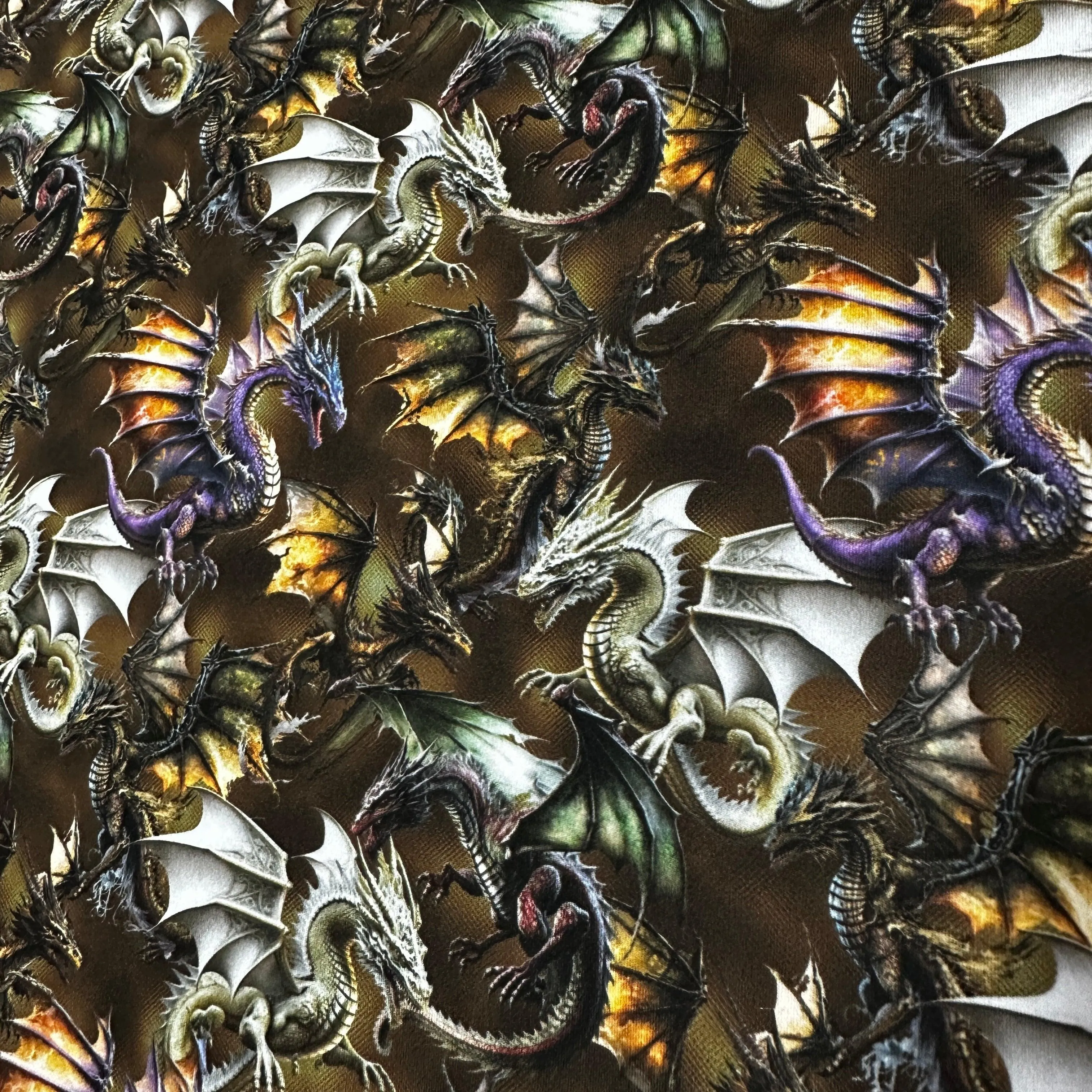 Dragon Toss on Polyester/Spandex Jersey Fabric