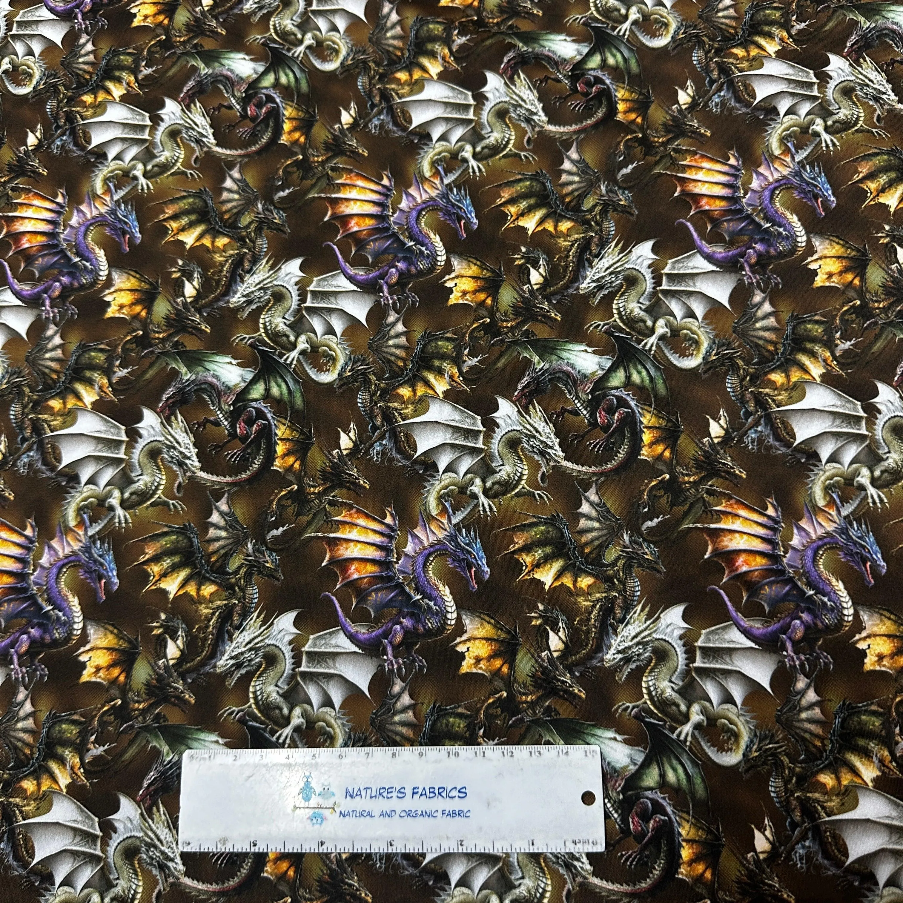 Dragon Toss on Polyester/Spandex Jersey Fabric