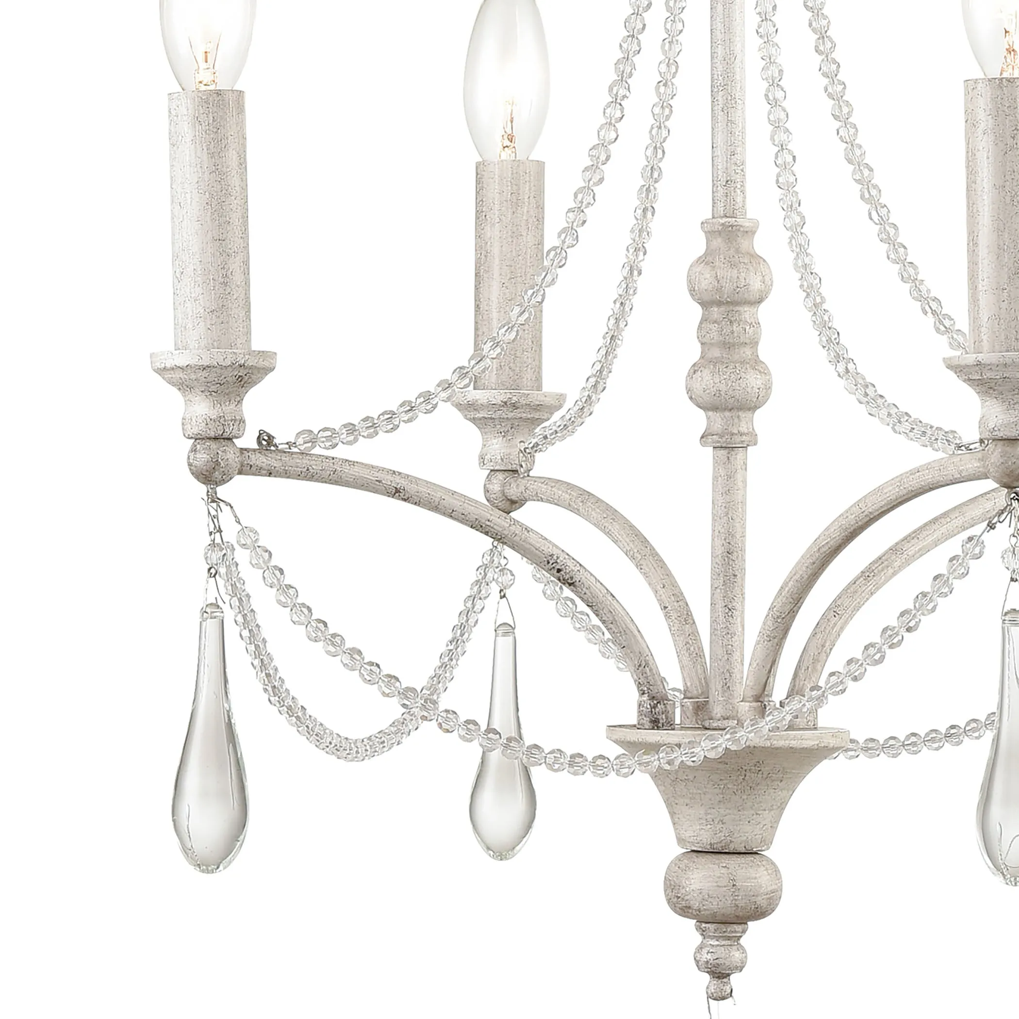 French Parlor 16" 4 Light Chandelier in Vintage White