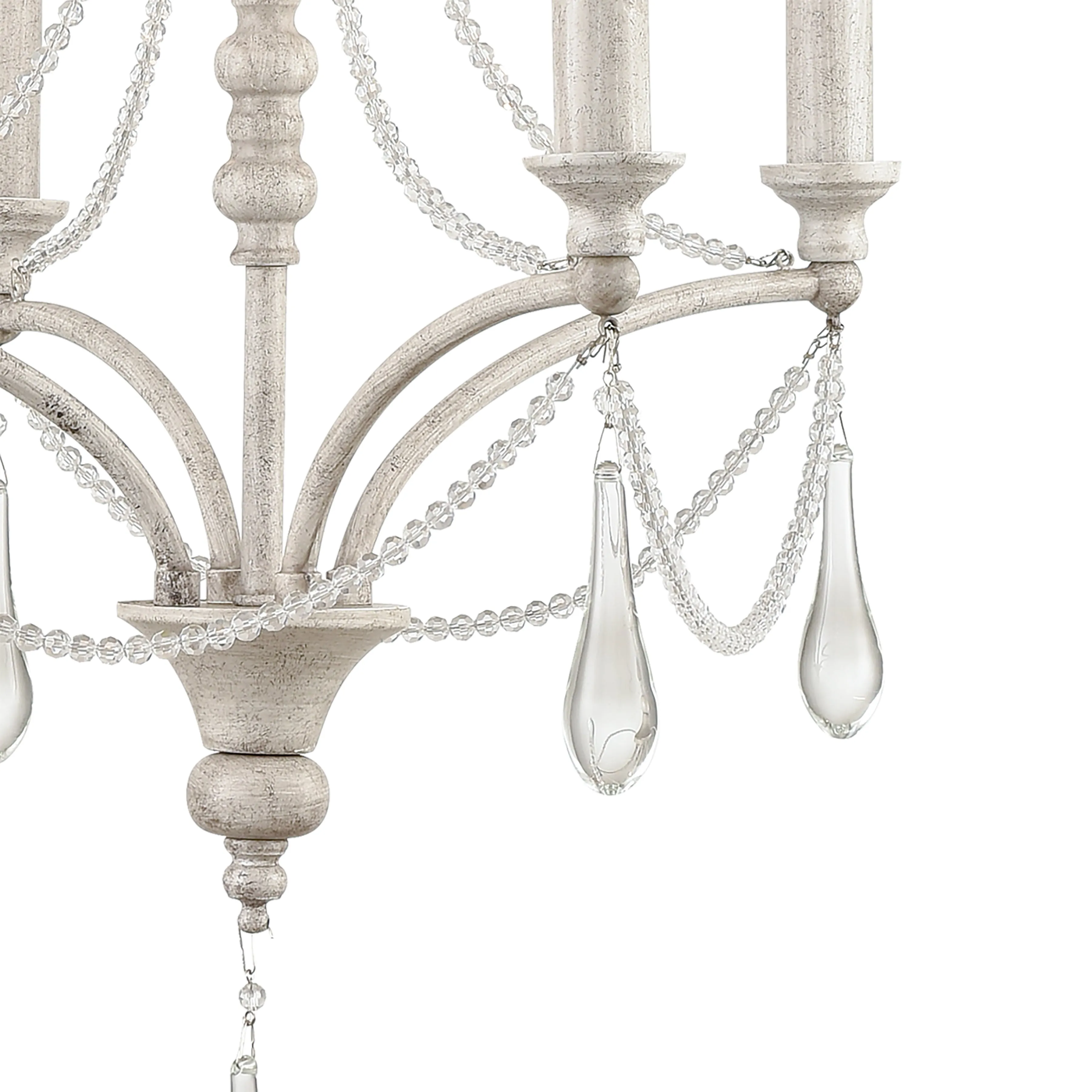 French Parlor 16" 4 Light Chandelier in Vintage White