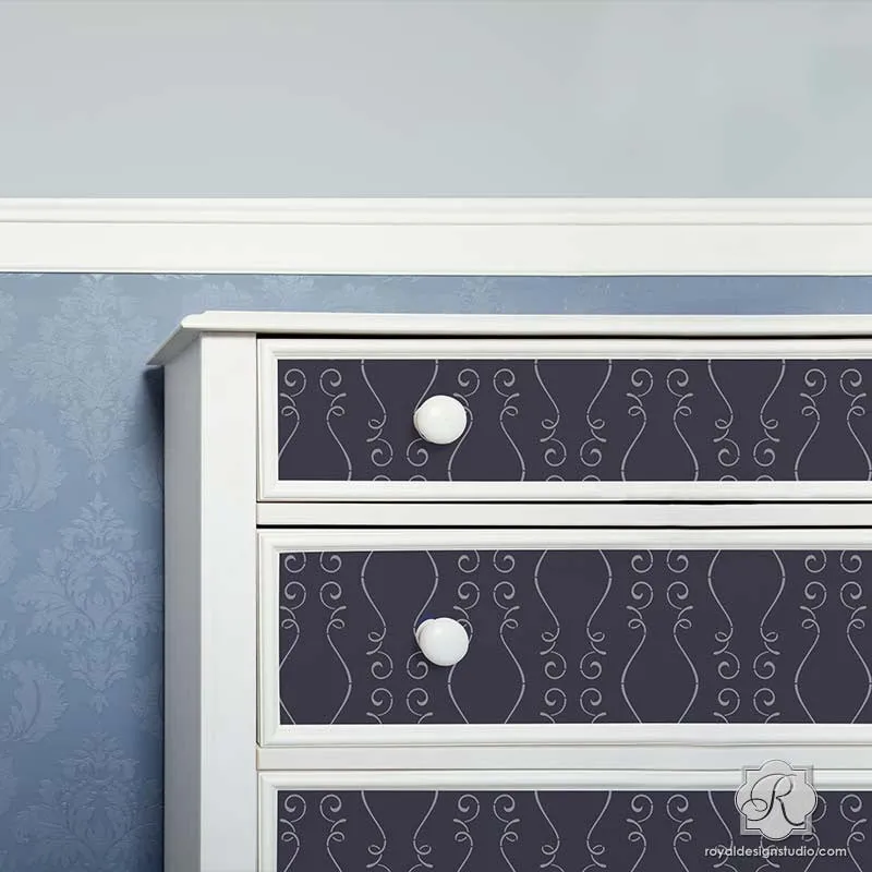 Gigi Scroll Modern Furniture Stencil