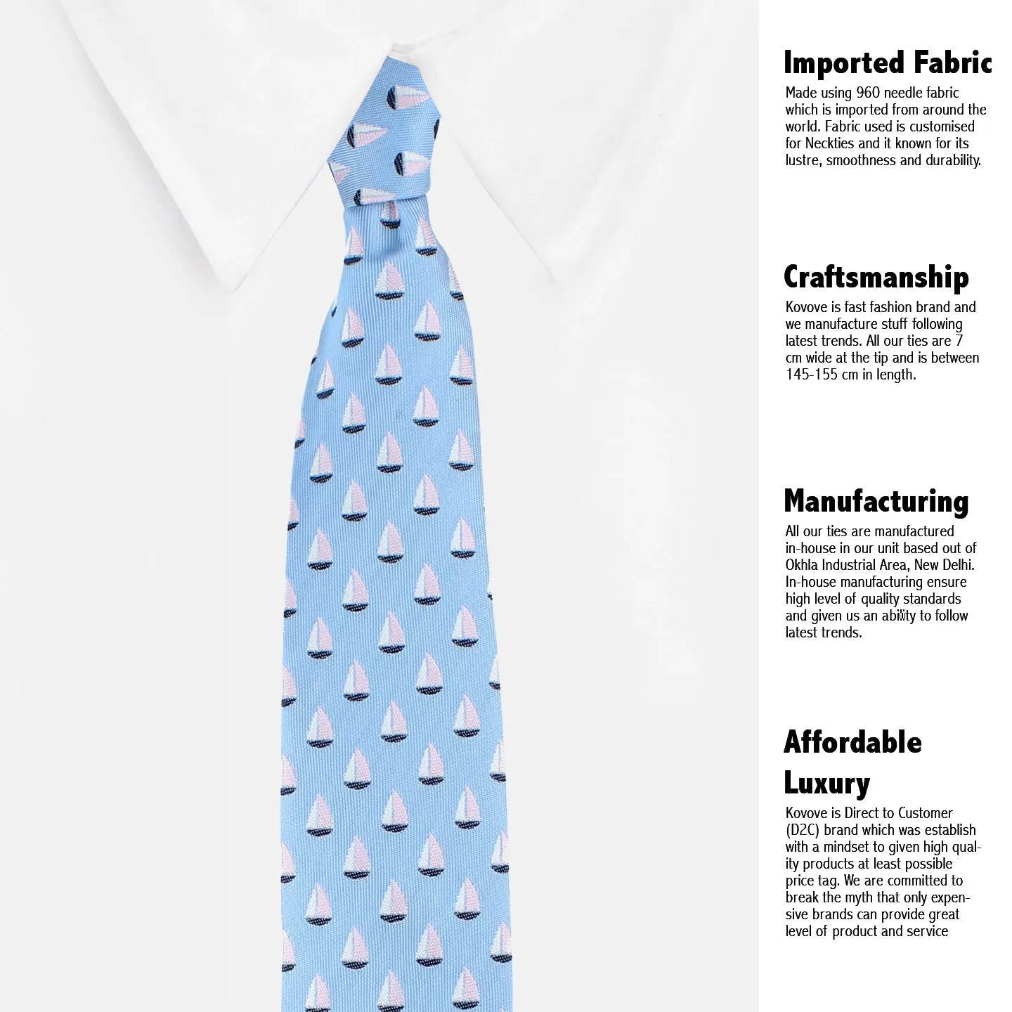 Kovove Cyan Abstract Neck Tie For Men