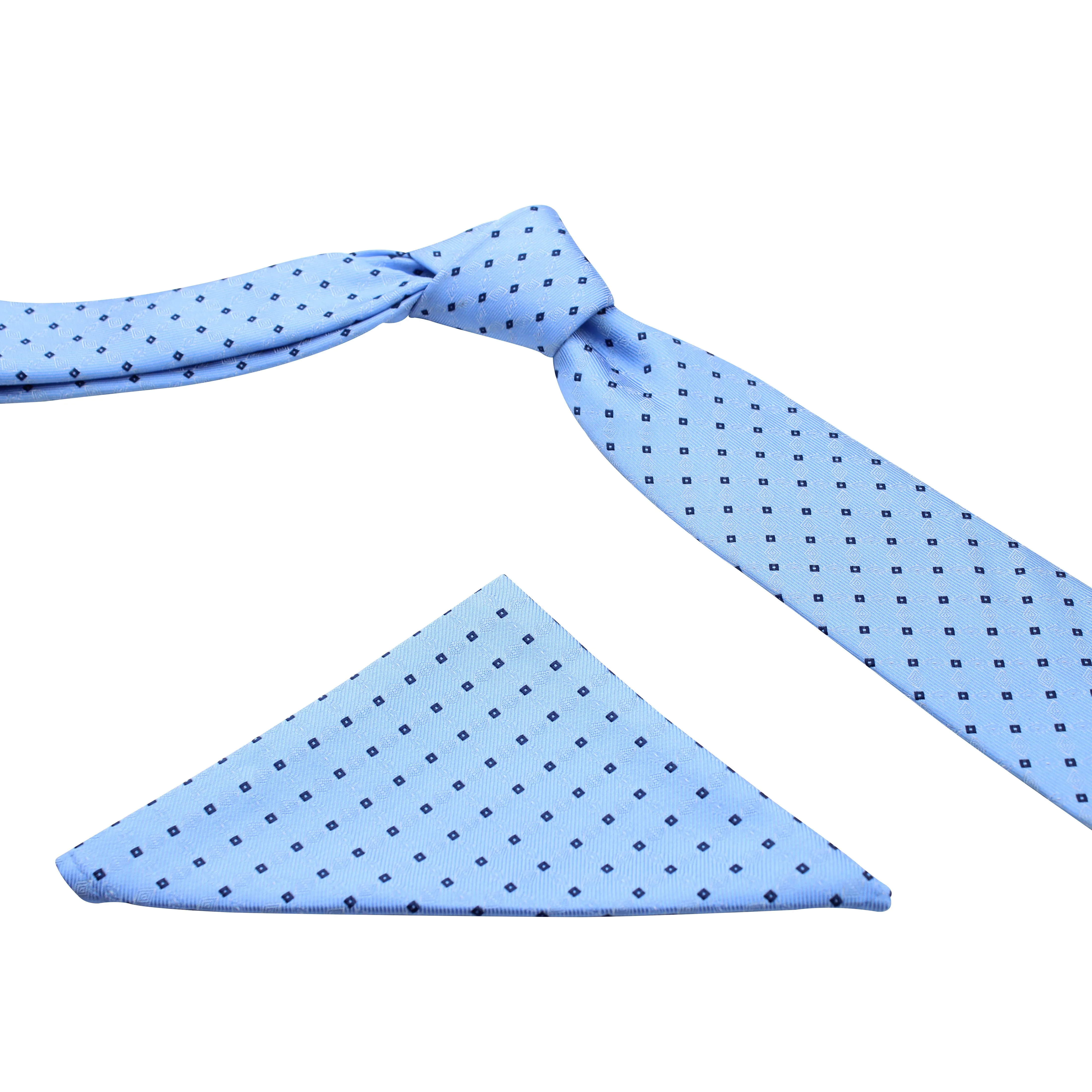 Kovove Cyan Checkered Necktie and Pocket Square Gift Box