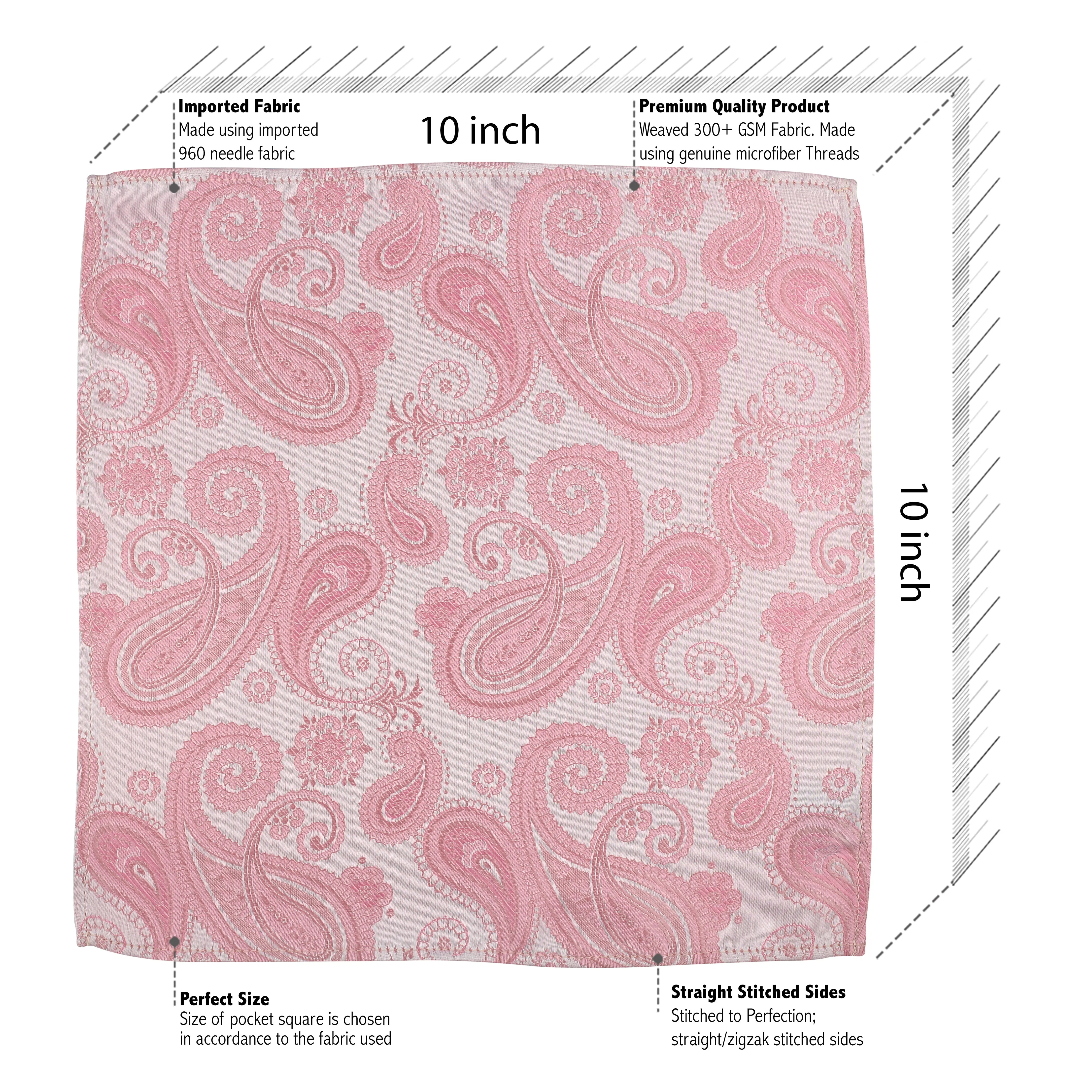 Kovove Pleasing Pink Paisley Pocket Square For Men