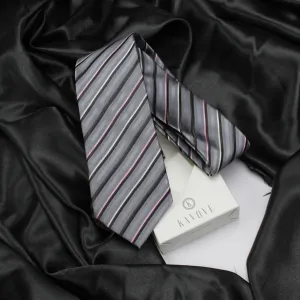 Kovove The Striped Spellbound Grey Necktie For Men