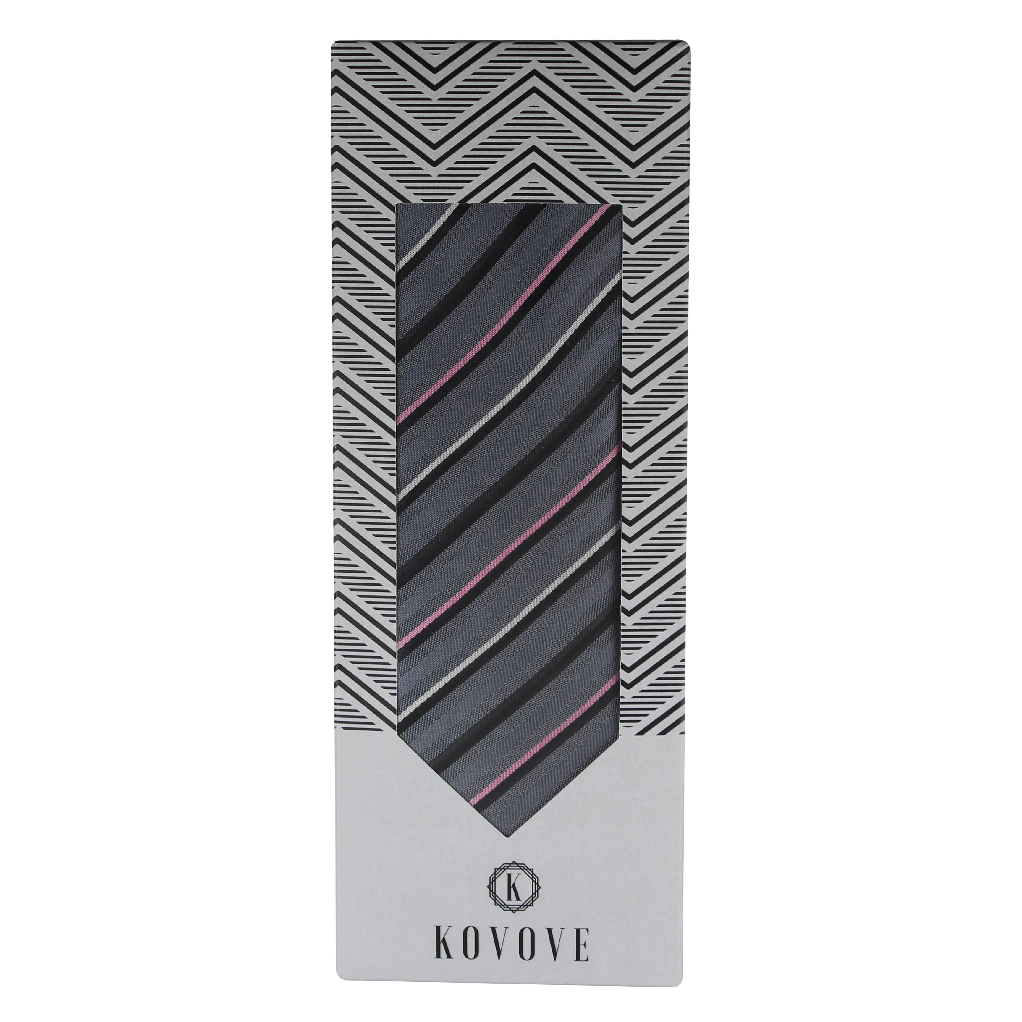Kovove The Striped Spellbound Grey Necktie For Men