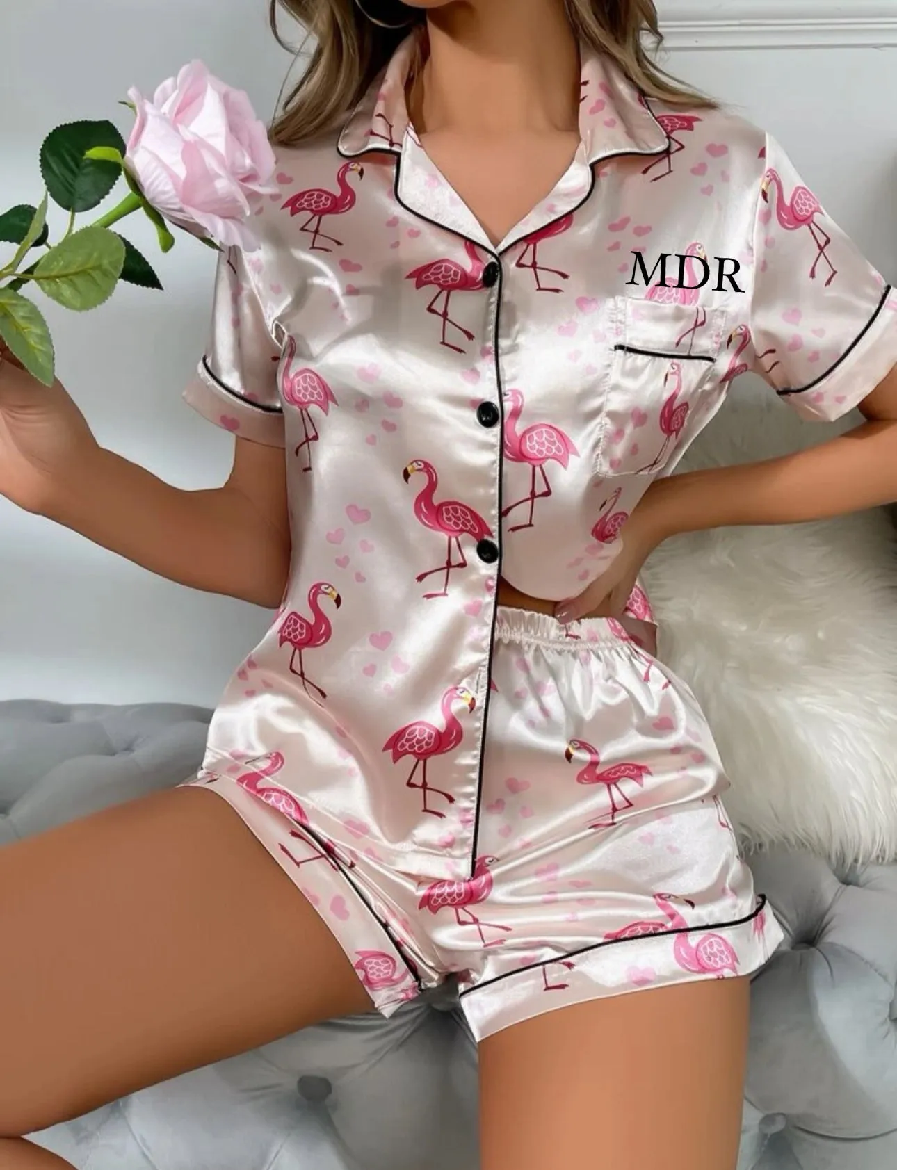 Ladies Flamingo Valentine's Pj's