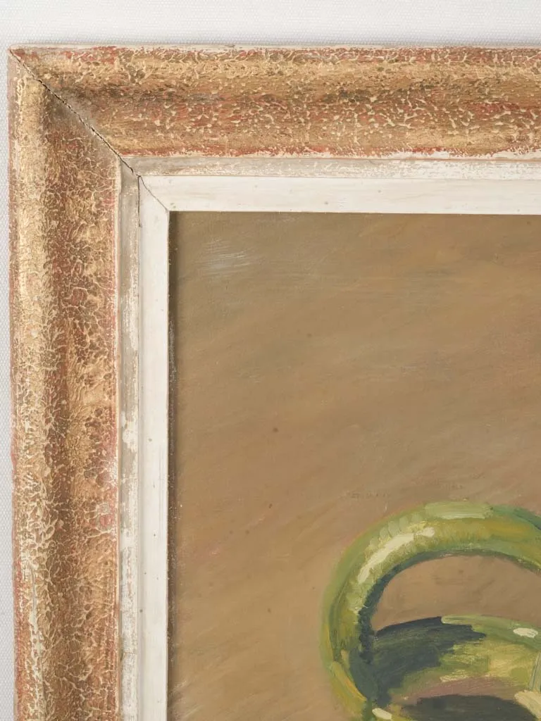 Large Mid-Century Still Life Painting w/ Fruits & Pottery 45¼" x 25½"