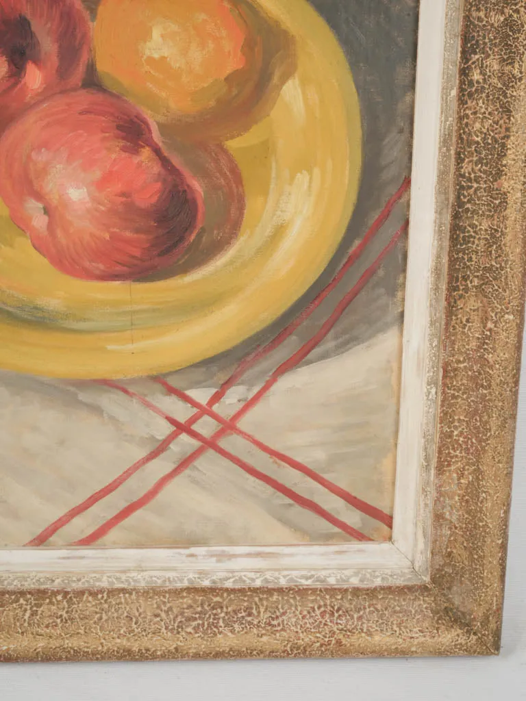 Large Mid-Century Still Life Painting w/ Fruits & Pottery 45¼" x 25½"