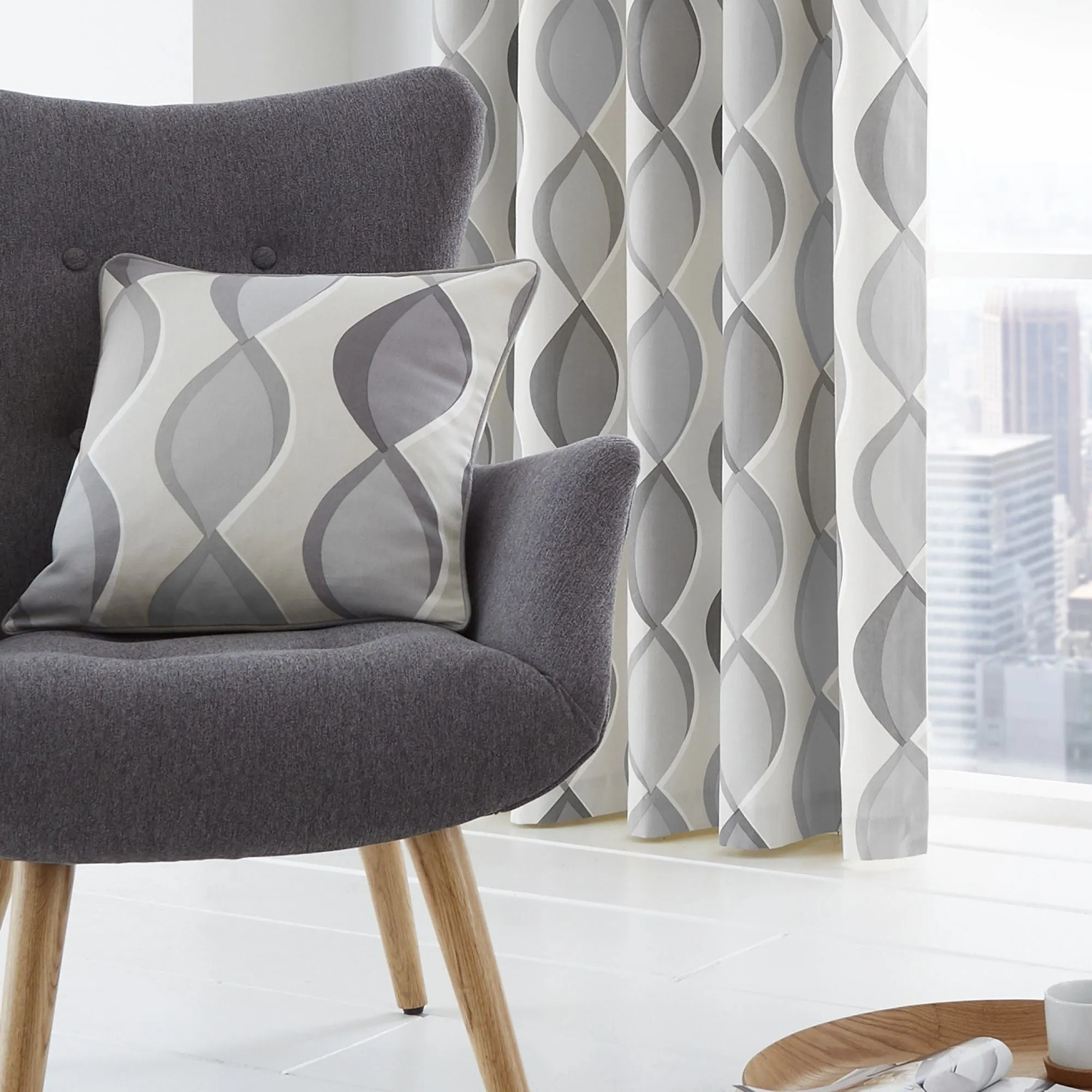 Lennox Cushion by Fusion in Grey 43 x 43cm