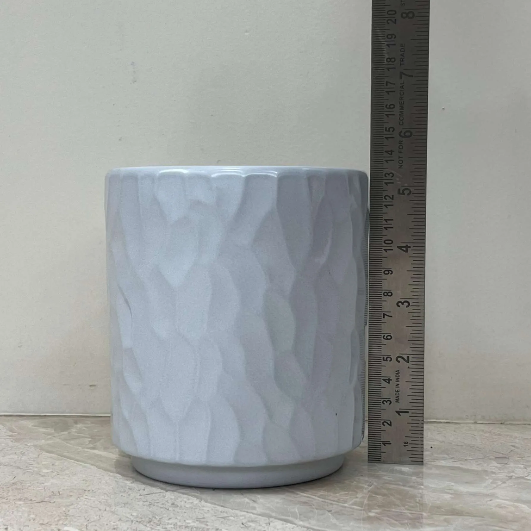 Light Gray Ceramic Planter with Subtle Texture
