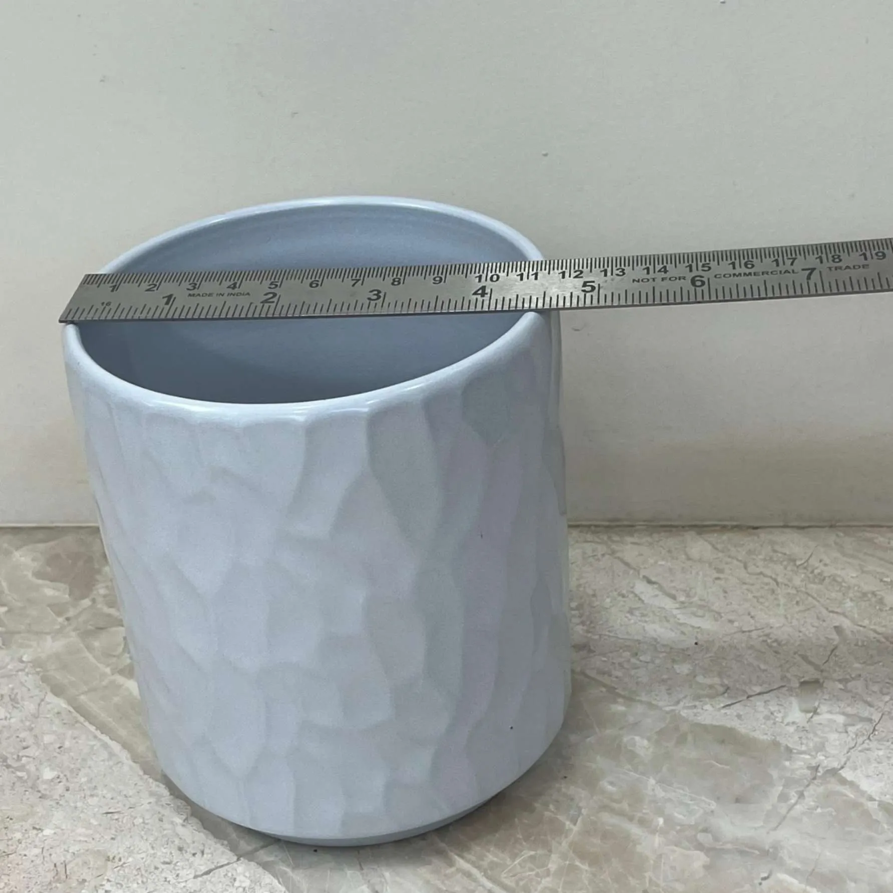 Light Gray Ceramic Planter with Subtle Texture