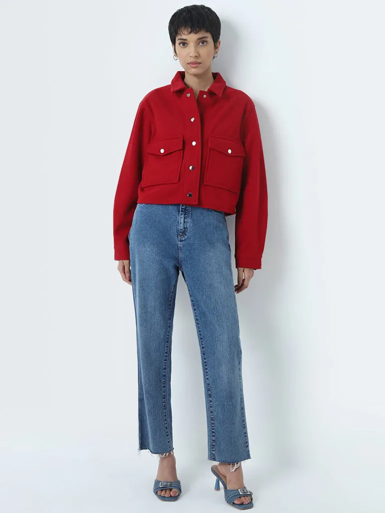 LOV Red Solid Cotton Jacket